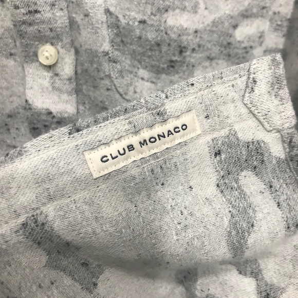 Club Monaco Men's Gray Slim Camo Donegal Shirt - Picture 4 of 7